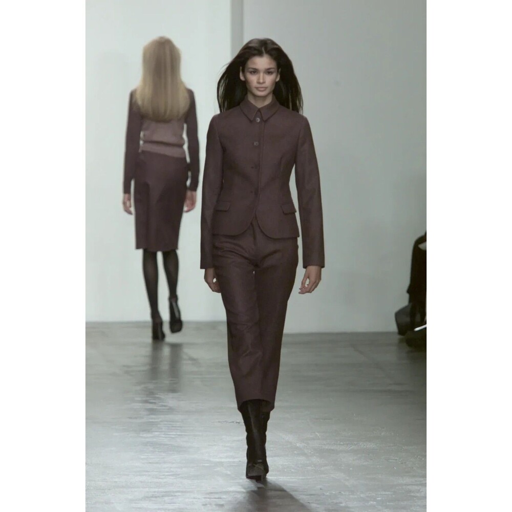 RARE VTG Runway Calvin Klein Collection Cashmere Cropped Jacket Coat 8 Purple